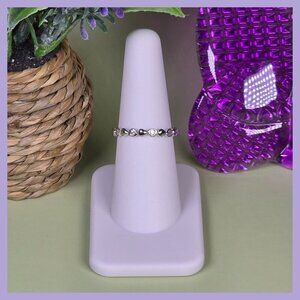 Sterling Silver Heart Eternity Band Ring With Cubic Zirconia Stones Size 7 (NWOT